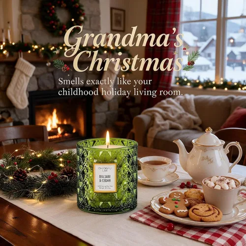 Vista 6 de Chloefu LAN Vela perfumada de bálsamo y cedro, regalo de velas de Navidad, regalos de festival navideño, velas grandes de lujo perfumadas de soja