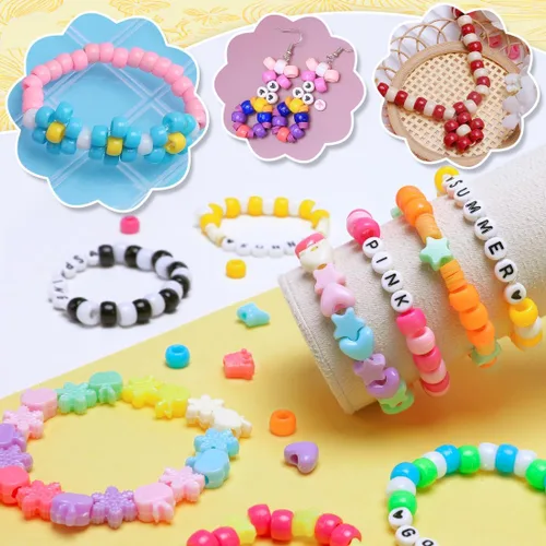 Vista 4 de IOOLEEM Cuentas de poni multicolor a granel, kit de 4000 piezas para pulseras de amistad y fabricación de joyas, fácil almacenamiento 11 Multicolor