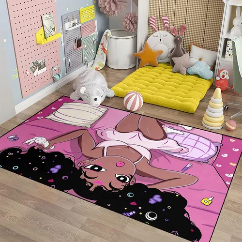 Vista 25 de Alfombra de gato para habitación de niñas, diseño de dibujos animados, decoración para dormitorio, bonita alfombra de área de gatos, alfombras