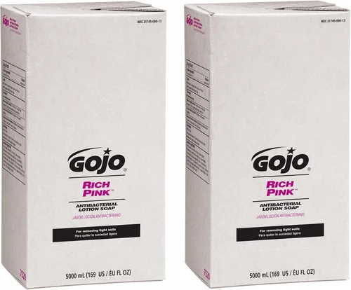 Vista 6 de GOJO RICH PINK jabón en loción antibacterial, 2,000 mililitros, recarga de jabón en loción PRO TDX dispensador estilo empuje (paquete de 4) - 7220-04