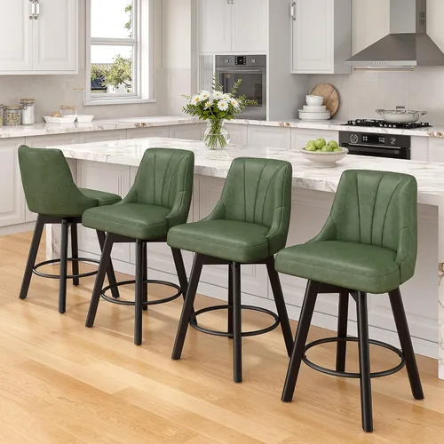 Vista 12 de REONEY Counter Height Swivel Bar Stools, 24" Modern Upholstered Barstools