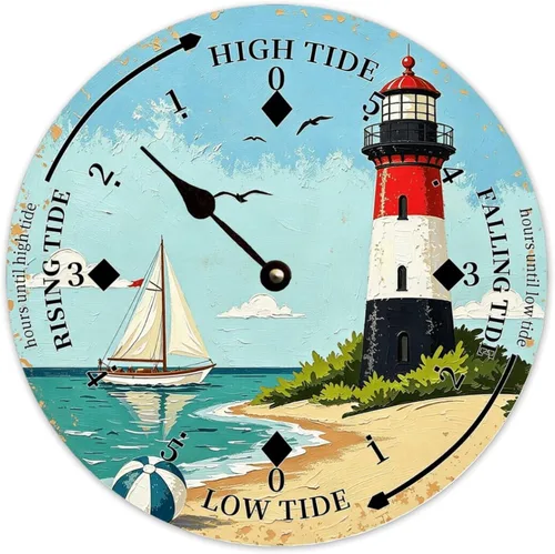 Vista 38 de Tide Clock for Wall Myrtle Beach Time Coastal Clocks Beach Navy-3