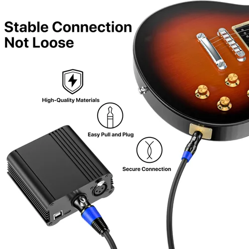 Vista 4 de EBXYA Cable XLR equilibrado hembra a TRS, cable de micrófono de 1/4 pulgadas, cable de audio para instrumento de 3 pies, paquete de 2 para micrófono