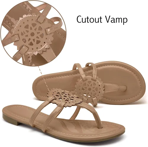 Vista 5 de katliu Sandalias Planas para Mujer, Sandalias de Tiras Cómodas, Sandalias de Vestir con Correa de Vestir