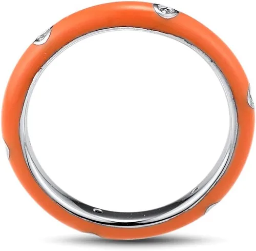 Vista 3 de Santuzza Anillo apilable esmaltado de plata de ley 925 con circonita cúbica, arco iris, eternidad, anillos apilables para mujer