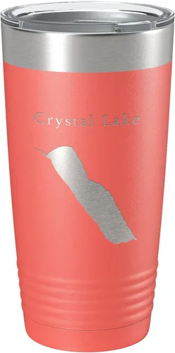 Vista 13 de Crystal Lake Map Tumbler Travel Mug Insulated Laser Engraved Coffee Cup Vermont 20 oz Black