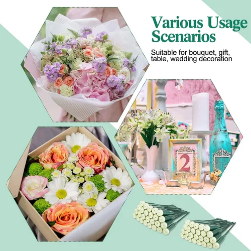 Vista 6 de Tessco for you 150 tubos de agua florales de 6 pulgadas, suministros de flores de plástico para flores frescas con tapa de goma para arreglos