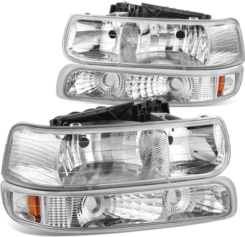 Vista 11 de DNA Motoring HL-LB-CSIL99-CH-AM Par de carcasas cromo ámbar LED DRL. Faros delanteros de repuesto para Silverado 99-02
