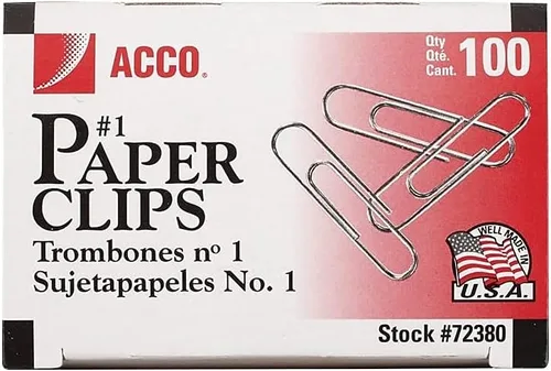 Vista 2 de ACCO Clips de papel premium, tamaño #1, 100/caja, 10 cajas/paquete
