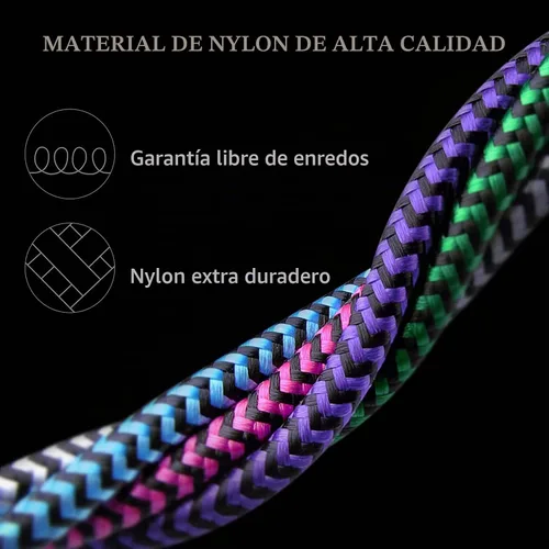 Vista 6 de Cable de carga para iPhone, cable trenzado de carga de 6 pies, cable USB de nailon original de Apple, cable de carga rápida para iPhone 14 13 12 11