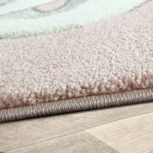Vista 4 de Paco Home Alfombra infantil para habitación de los niños, unicornio dulce con cielo estrellado, tamaño: 2 pies 8 pulgadas x 4 pies 11 pulgadas, Rosa