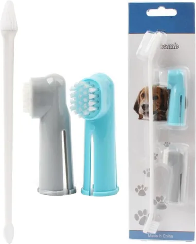Vista 6 de Yardwe 2 Set PET Two Head Toothbrush Finger Brush Teeth Cleaning