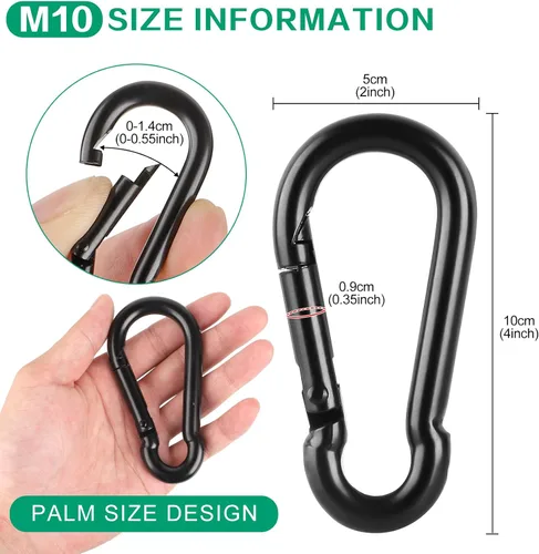 Vista 2 de Mosquetones de resorte con mosquetón, conector de cuerda resistente, clips de mosquetón pequeños de enlace rápido para interiores y exteriores