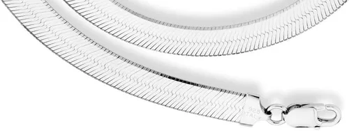 Vista 4 de Miabella Solid 925 Sterling Silver Italian 10mm Flat Herringbone Chain Necklace for Women, Made in Italy
