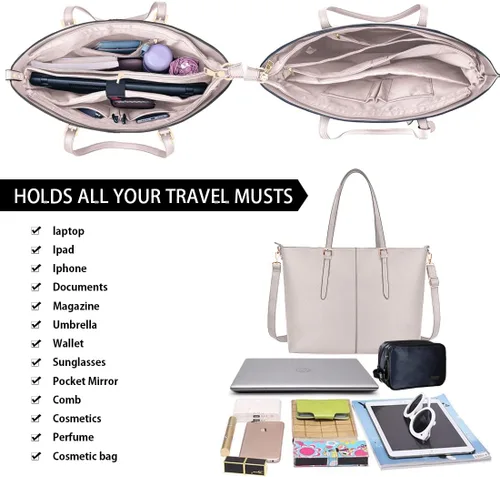 Vista 2 de Bolsa de mano para computadora portátil de 15.6 pulgadas para mujer, bolsa de trabajo de oficina