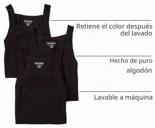 Vista 4 de Papi Paquete de 3 camisetas de algodón con cuello cuadrado para hombre Negro