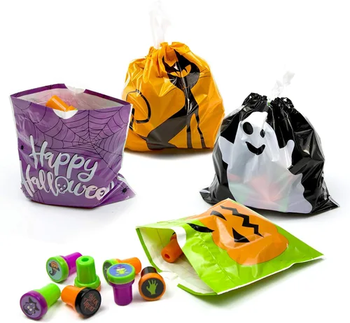 Vista 3 de Paquete de 72 bolsas de Halloween – Bolsas de golosinas, dulces, golosinas, regalos de fiesta y bolsas de truco o trato para fiestas