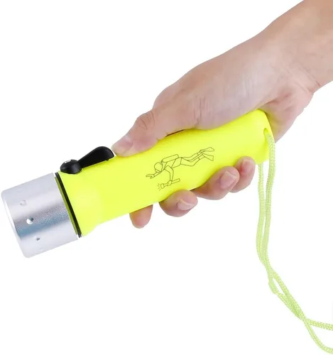 Vista 4 de Linterna de buceo LED, impermeable 180LM buceo luz LED antorcha con correa de mano para deportes submarinos