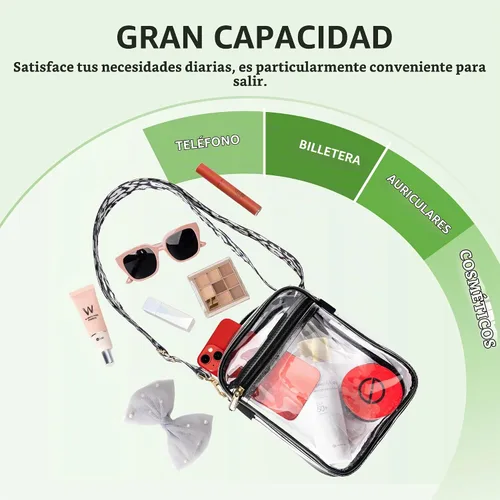 Vista 5 de MAY TREE Clear Bag for Stadium Events, 8.5x6.8x3 Inches Stadium Approved