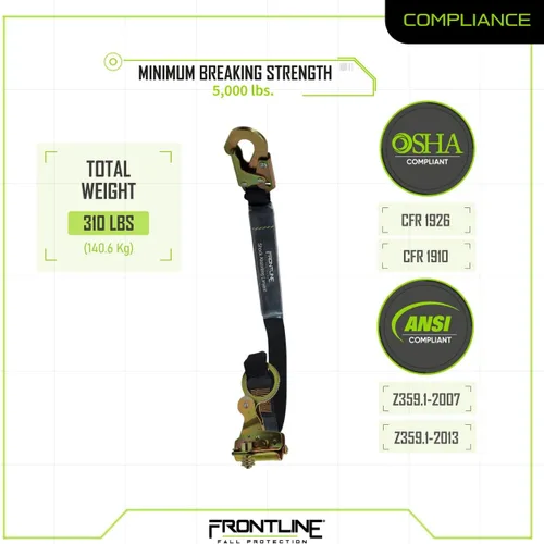 Vista 5 de FRONTLINE FALL PROTECTION RGSS58ES - Cuerda de agarre de 5/8 pulgadas con cordón de 3 pies Cumple con OSHA y ANSI Cordón de gancho a presión