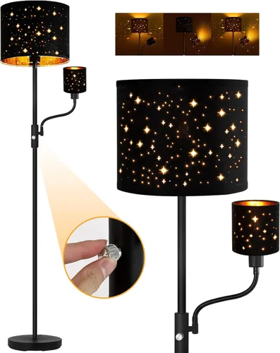 Vista 16 de AUQUEE Floor Lamp, Standing Lamp, Modern Stand Up Lamps with Purple Lampshade, 59" Tall, Foot Switch, Simple Living Room Decor for Kids Room, Girls