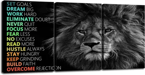Vista 26 de Arte de Pared Motivacional 40 Razones para Entrenar 3 Piezas Pintura Impresión en Lienzo Decoración de Oficina Póster Mentalidad Millonaria