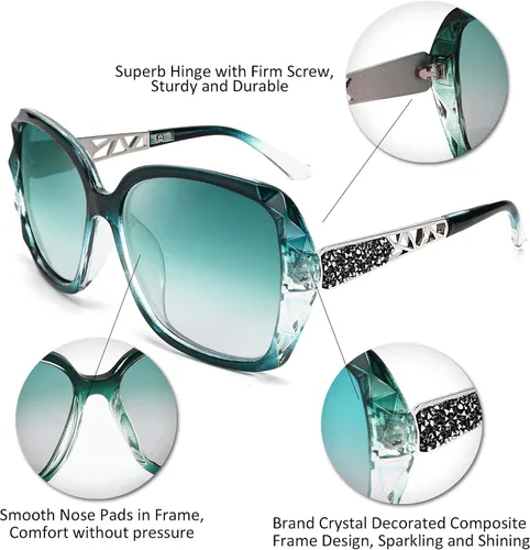 Vista 13 de FEISEDY - gafas de sol polarizadas para mujer, marco compuesto brillante B2289
