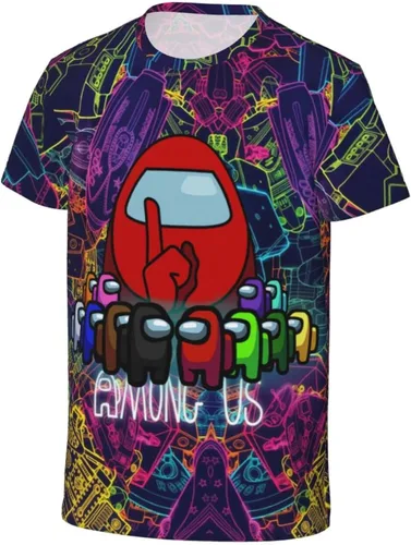 Vista 4 de Camiseta juvenil de manga corta para niños, camisetas de manga corta con cuello redondo y estampado 3D, camisetas para adolescentes, niños y niñas