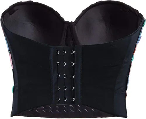 Vista 4 de Charmian - Sujetador con realce para mujer con diamantes de imitación de colores, ombliguera para fiesta y club