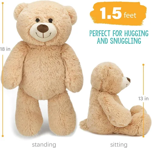 Vista 2 de BenBen Oso de Peluche Relleno, Oso de Peluche Marrón Relleno de 18 Pulgadas Juguete de Peluche, Regalos de Peluches Suaves para Baby Shower