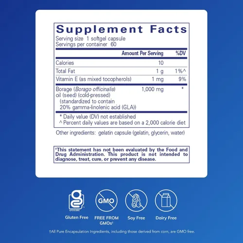 Vista 2 de Pure Encapsulations Aceite de borraja, 60 cápsulas de cápsulas blandas Suplemento dietético hipoalergénico, apoya la salud de las articulaciones