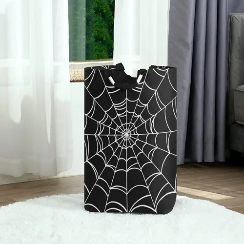 Vista 12 de Cesta de lavandería de 50 L para Halloween, diseño gótico, plegable, con asas acolchadas, impermeable, duradera, cesta de almacenamiento