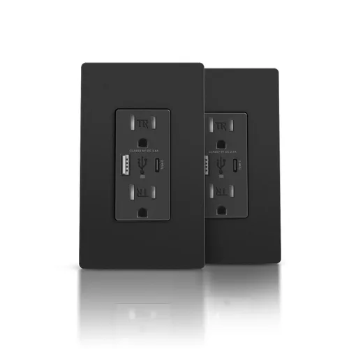 Vista 11 de TOPELER Toma de pared USB, receptáculo de cargador USB de 4.8 A con puertos tipo A y tipo C, enchufe dúplex de 15 amperios resistente a
