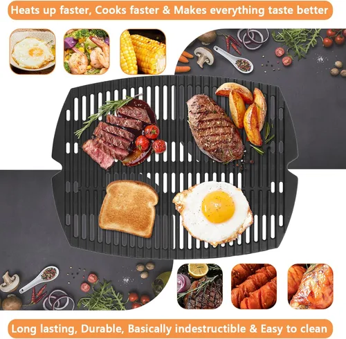 Vista 5 de 7582 Parrilla para Weber Baby Q, Accesorios Weber Q1000, Q1200, Q1400, Q100, Q120, Q140, 386001, 386002, Hierro Fundido Esmaltado Mate, Negro