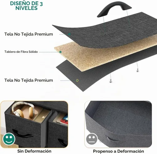 Vista 7 de YITAHOME Cómoda con 5 Cajones - Torre de Almacenamiento de Tela, Cómoda Negra y Cajonera, Unidad Organizadora para Dormitorio Negro ceniza gris