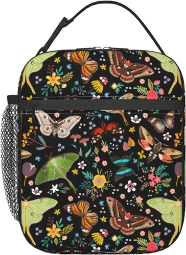 Vista 8 de FREEHOTU Lonchera con diseño de pájaros en acuarela, doble aislamiento, a prueba de fugas, bolsa de mano, organizador de almuerzo para trabajo