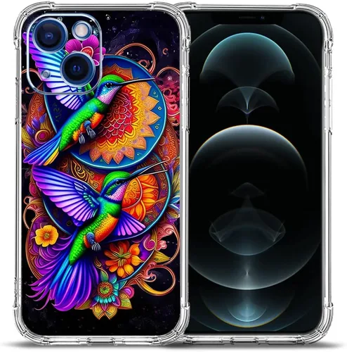 Vista 24 de Funda para iPhone 12, diseño de mariposas azules, rosas, protección contra caídas, a prueba de golpes, TPU de cuerpo completo, resistente a