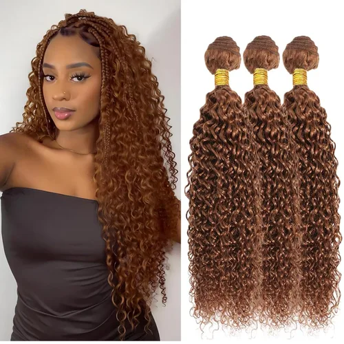 Vista 9 de Color 30 paquetes de cabello humano marrón onda del cuerpo paquetes 8 10 12 pulgadas brasileño virgen Remy extensiones de cabello humano doble trama