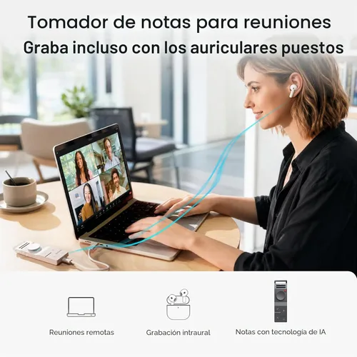 Vista 2 de HiDock Grabadora de voz P1 AI: Grabadora de voz inteligente Trabaja con auriculares Bluetooth, dispositivo de grabación digital portátil BlueCatch