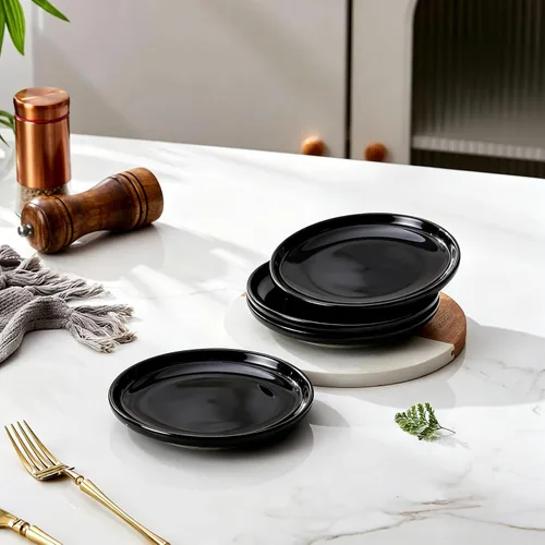Vista 5 de 6 Inch Glossy Ceramic Appetizer Plates Set of 4, Small Dessert Plates, Charcuterie Accessories, Mini Snack Plates for Cheese Tray, Sushi, Cake