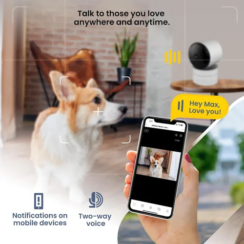 Vista 5 de VTA+ Cámara de seguridad WiFi para interiores 2K - Detección de movimiento, visión nocturna, modo de privacidad, compatible con Alexa/Google, audio
