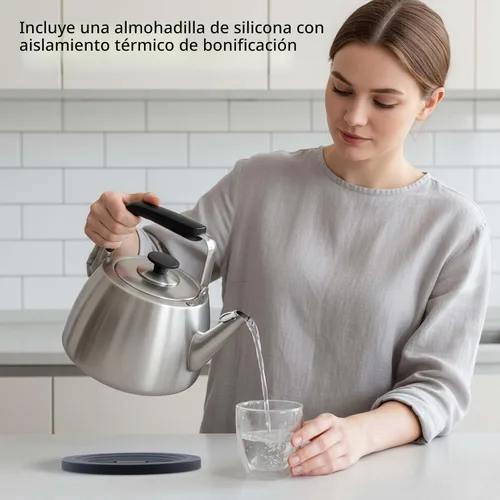 Vista 6 de Hervidor de Té, Hervidor de Té Silbante para Estufa, Tetera de Gran Capacidad Adecuada para Todas las Fuentes de Calor, Tetera Profesional