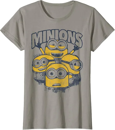 Vista 34 de Despicable Me Minions Vintage Group Graphic Camiseta Gris Oscuro