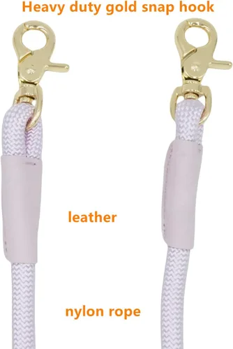 Vista 5 de Correa de perro de cuerda de nailon de 5 pies con soporte para bolsa de excrementos, correa de perro resistente a presión, correa de cuerda de mango