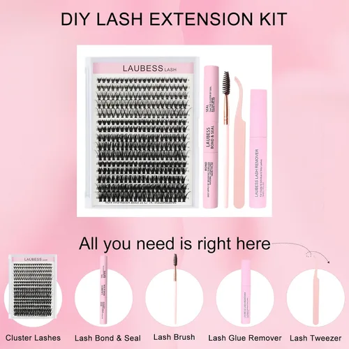 Vista 6 de Kit de extensiones de pestañas, 300 unidades, kit de extensiones de pestañas resistentes al agua, kit de extensión de pestañas, cepillo para quitar