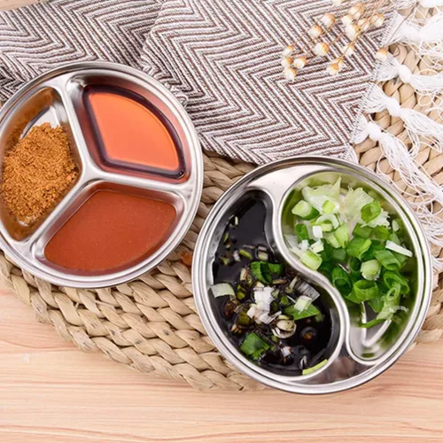 Vista 7 de Hemoton Plato de salsa de soja dividida con 2 compartimentos, plato cuadrado de 9 pulgadas para salsas, condimentos, aperitivos, hogar, cocina