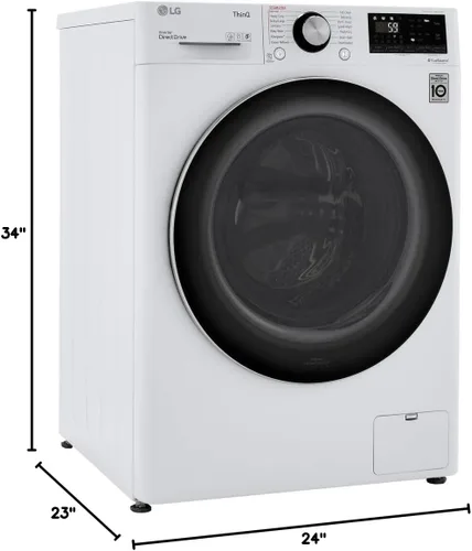 Vista 10 de LG WM3555HWA - Lavadora/secadora inteligente todo en uno de 24 pulgadas con capacidad de 2.3 pies cúbicos, habilitado para Wi-Fi, 14 ciclos