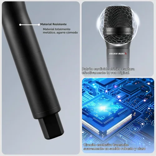 Vista 5 de Sistema de micrófono inalámbrico UHF profesional con micrófonos
