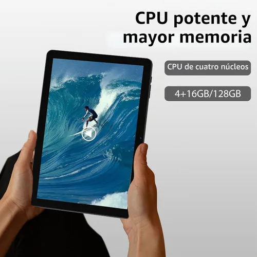 Vista 3 de Tableta de 10 pulgadas Android 15 Tablets con estuche 20GB (4+16) RAM+128GB ROM, 6000mah Batería 10 en Android Tableta, 2MP+8MP Cámara dual 10.1