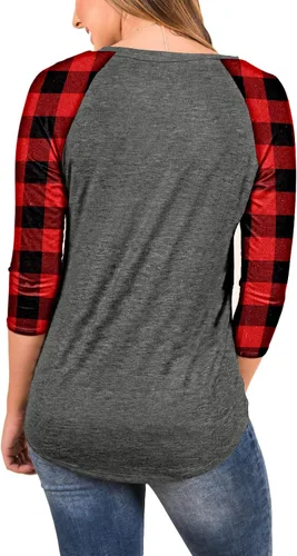 Vista 3 de Infitty- Camiseta de manga 34, estilo raglán, béisbol, con estampado a rayas tipo túnica, para mujer